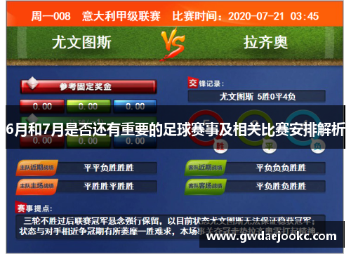 6月和7月是否还有重要的足球赛事及相关比赛安排解析